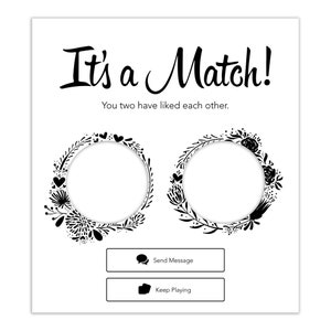 Black & White Floral Tinder Matched Frame Photo Booth Wedding Printable PDF Download