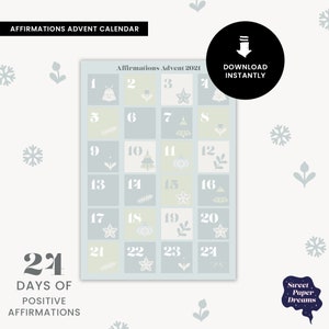 Positive Affirmation Adventskalender für Erwachsene | Affirmationskarten | Adventskalender Download | DIY Adventskalender