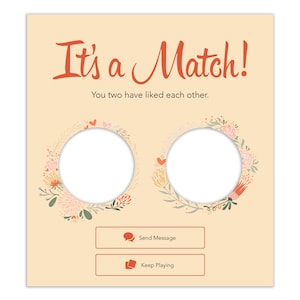Floral Tinder Matched Frame Photo Booth Wedding Printable PDF Download