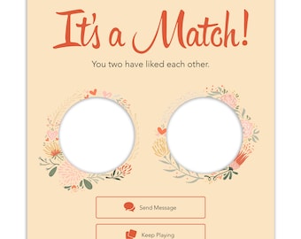 Floral Tinder Matched Frame Photo Booth Wedding Printable PDF Download
