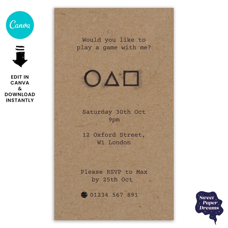 Squid Game Halloween Invitation Digital Canva Download Etsy