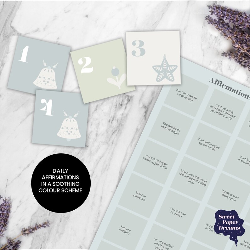 Positive Affirmation Advent Calendar for Adults (Instant Download) Etsy
