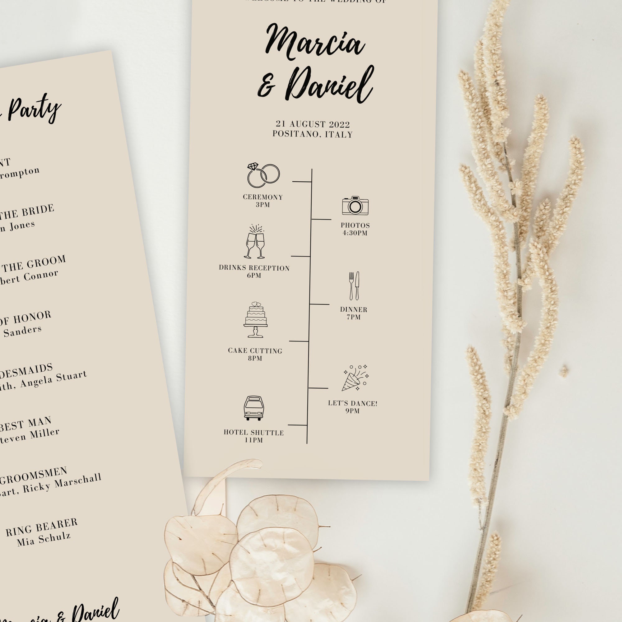 One Page Wedding Program Wording