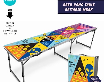 Bier Pong Tisch Wrap Kunstwerk Anpassbares Canva Template 