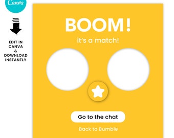 Bumble Match | Customisable Photo Booth Frame | Weddings & Engagement | Canva Template