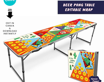 Mexikanische Bier Pong-Tischvorlage | Anpassbare Canva Vorlage | Nur digitale Datei