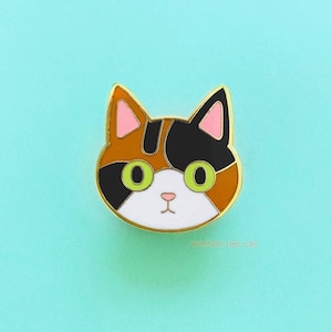 Calico Cat Enamel Pin Cat Cute Cat Orange and Black Tricolor Brindle Tortie image 1