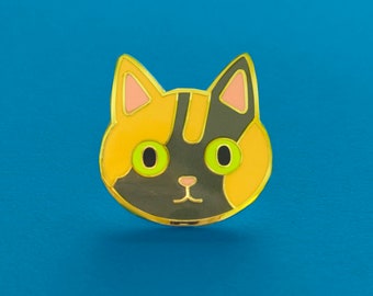 Muted Tortie Cat Enamel Pin - Cat Cute Cat - Orange and Black Tricolor Brindle Tortoiseshell Kitty