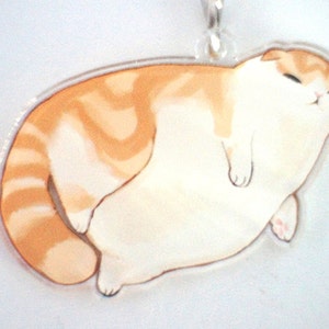 Blorp: Funny Cat Keychain Acrylic 3 inch Cute Kitty Charm Waffles the Cat Orange Cat Tabby image 5