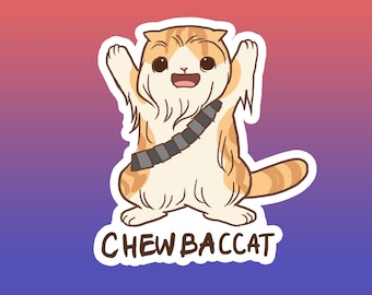 Chewbaccat Vinyl Cute Cat Sticker - Laptop Sticker - Bumper Sticker - Waterproof - Locker Sticker - Decal - Phone Sticker