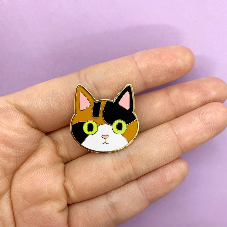 Calico Cat Enamel Pin Cat Cute Cat Orange and Black Tricolor Brindle Tortie image 2