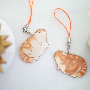 Blorp: Funny Cat Keychain Acrylic 3 inch Cute Kitty Charm Waffles the Cat Orange Cat Tabby image 3