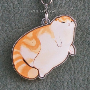 Blorp: Funny Cat Keychain Acrylic 3 inch Cute Kitty Charm Waffles the Cat Orange Cat Tabby image 1