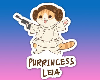 Princess Leia Star Wars Vinyl Sticker Cute Cat