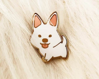 White Dog - Swiss Shepherd Enamel Pin -White German Shepherd - White Wolf - American Eskimo