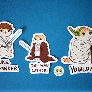 Star Paws Jedi Pack Star Wars Funny Cat Stickers image 1