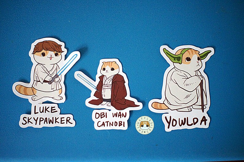 Star Paws Jedi Pack Star Wars Funny Cat Stickers image 1