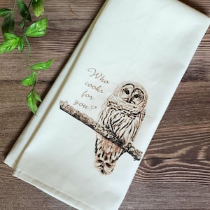 Barred Owl Tea Towel: Nature Lover Gift