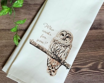 Barred Owl Tea Towel: Nature Lover Gift
