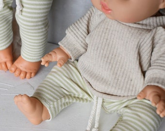 Felpa alta 32-36 cm con leggins - sfumature verdi / Vestiti per bambole Minikane, Vêtement poupée paola reina, Puppenkleidung, genere neutro