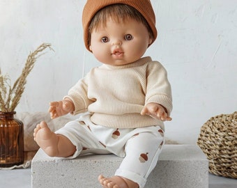 Cremefarbenes Rippensweatshirt und Baggy mit Eicheln | Minikane Puppenkleidung, Vêtement poupée paola reina, Puppenkleidung,