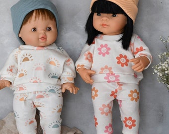 28-36 cm große MInikane Puppenkleidung | Boho aufgehende Sonne Rippen- Sweatshirt und Hosen | Vêtement poupée paola reina, Puppenkleidung