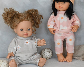 28-36 cm große Minikane Puppe | 2er Set Bündchen Sweatshirt und Hosen | Minikane Puppenkleidung, Vêtement poupée paola reina, Puppenkleidung