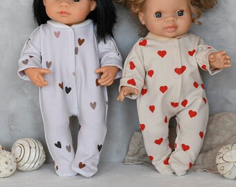 28-36 cm Minikane doll clothes | Footed romper hearts | Vêtement poupée paola reina, Puppenkleidung, Gender neutral toys