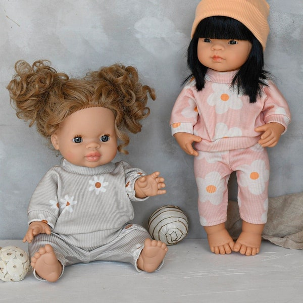 28-36 cm high Minikane doll | 2pcs set rib sweatshirt and pants | Minikane doll clothes, Vêtement poupée paola reina, Puppenkleidung