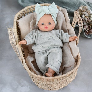 28 Cm Soft Body Doll Minikane 2 Pieces Set Mint Pointelle Pears