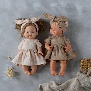 28-36 cm high Minikane dolls | 2 colors shiny muslin dresses   | Minikane clothes, Miniland clothes, Baby doll dress, Christmas doll dress