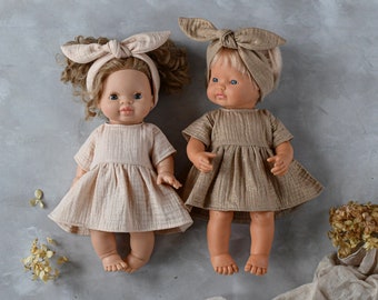 28-36 cm high Minikane dolls | 2 colors shiny muslin dresses   | Minikane clothes, Miniland clothes, Baby doll dress, Christmas doll dress