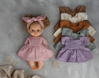 Bambole Minikane alte 28-36 cm / Abito in mussola con punti dorati / Abiti Miniland, Abito per bambole, regalo per bambini di Pasqua