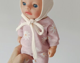32-36 cm doll Pointelle dusty pink sweatshirt and pants | Minikane doll clothes, Vêtement poupée paola reina, Puppenkleidung, Baby born 34