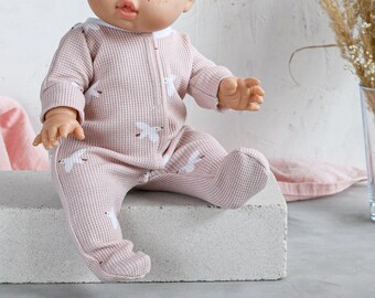 32-34 cm doll Sleeper footed romper white birds | Minikane doll clothes, Miniland doll clothes, Vêtement poupée paola reina, Puppenkleidung,