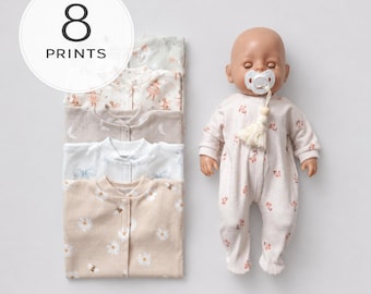 Doll pajamas for 43 cm Baby born dolls - cotton romper various design cottagecore