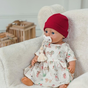Handmade Christmas Dog Dress for Baby Born 43cm Doll