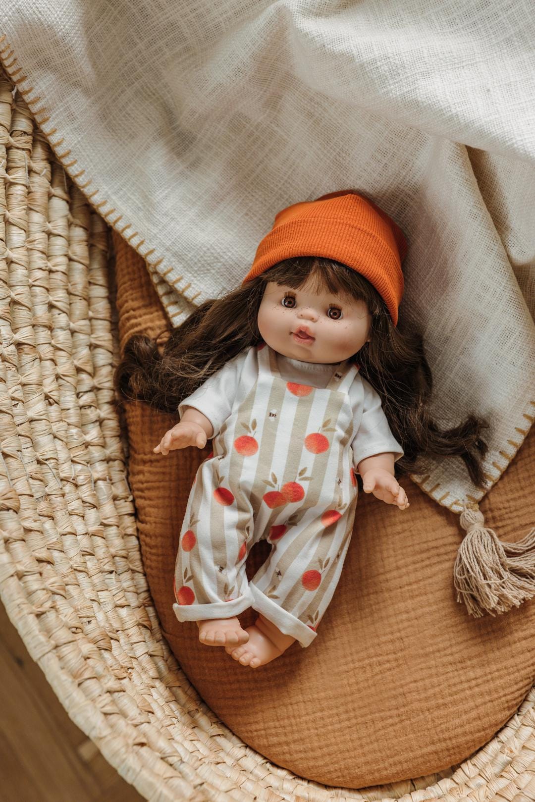 Handmade Doll Overalls – Peach & Bees Print, Fits Minikane 32-34 Cm - Etsy
