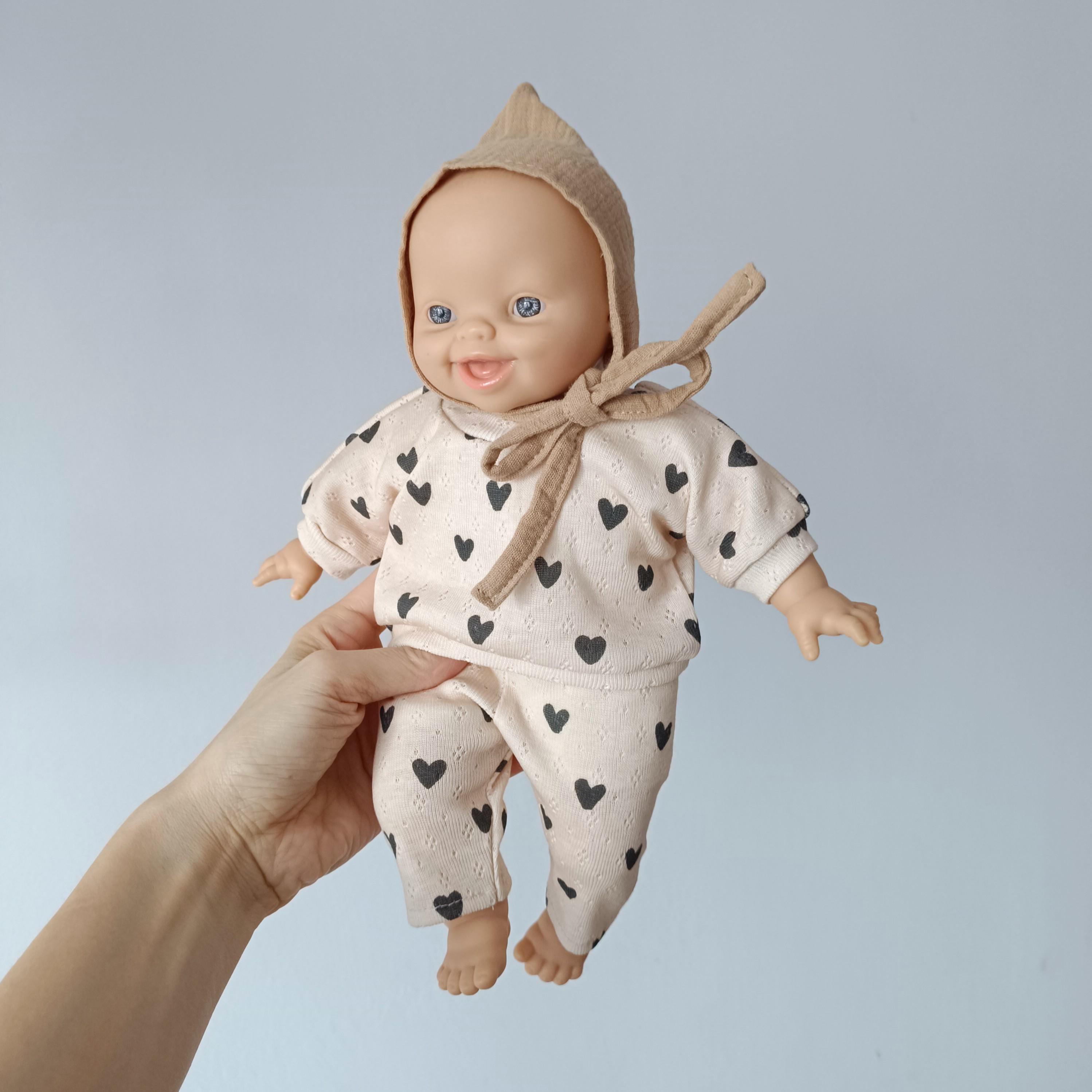 28 cm Minikane Clothes – Boho Heart Print Set | Puppenkleider, Reborn Doll Outfit, Toddler Gift