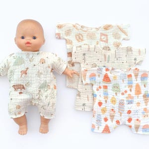 Minikane 28 cm pajacyk • ręcznie robione piżamy dla lalek • ubranka dla lalek • pomysł na prezent dla malucha • ubranka dla lalek • garderoba dla lalek • miękka bawełna