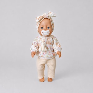 43 cm Baby Born dockkläder: vårmönstrad tröja med skogsmönster och dockleggings
