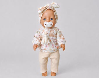 43 cm Baby born doll clothes: spring woodland print sweatshirt and doll leggins