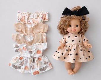 Dress & diaper for Paola Reina Minikane Gordis doll,  various print and style