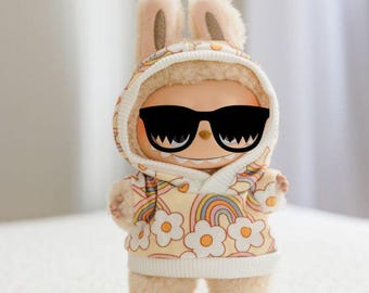 Kawaii Plush Doll Outfit: Rainbow Hoodie & Tulle Tutu