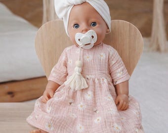 Puppenkleid für Baby Born 43 cm - rosa Baumwolldruck mit Margeriten