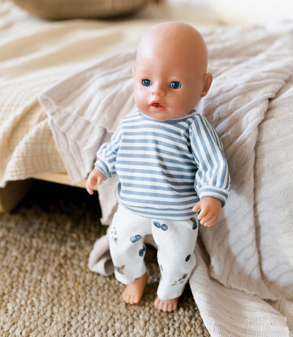 Ropa para muñecas Baby Born de 43 cm: sudadera de punto a rayas y
