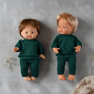 32-38 cm high doll |  Deep green set | Boy doll clothes, Miniland doll clothes, Vêtement poupée paola reina, 3 year old boy gift