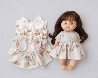 Dresses fits Paola Reina Minikane Gordis doll – variuos print, cottagecore style