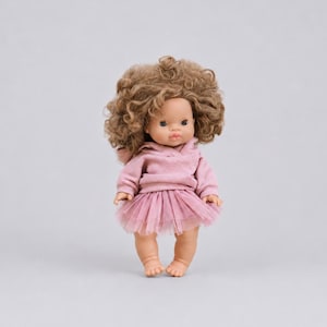 3-Piece Dusty Pink Hoodie & Pants and ballerina tutu Set for Minikane Dolls 32-34 cm