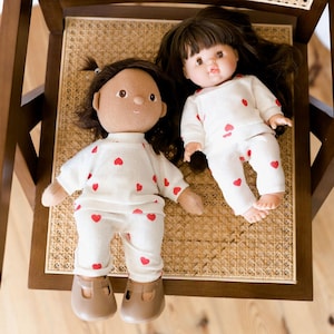 Sweet and Stylish: Olli Ella Doll Clothes with Red Hearts | Gender-Neutral Dinkum Outfit Dinkum Doll Clothes Olli Ella